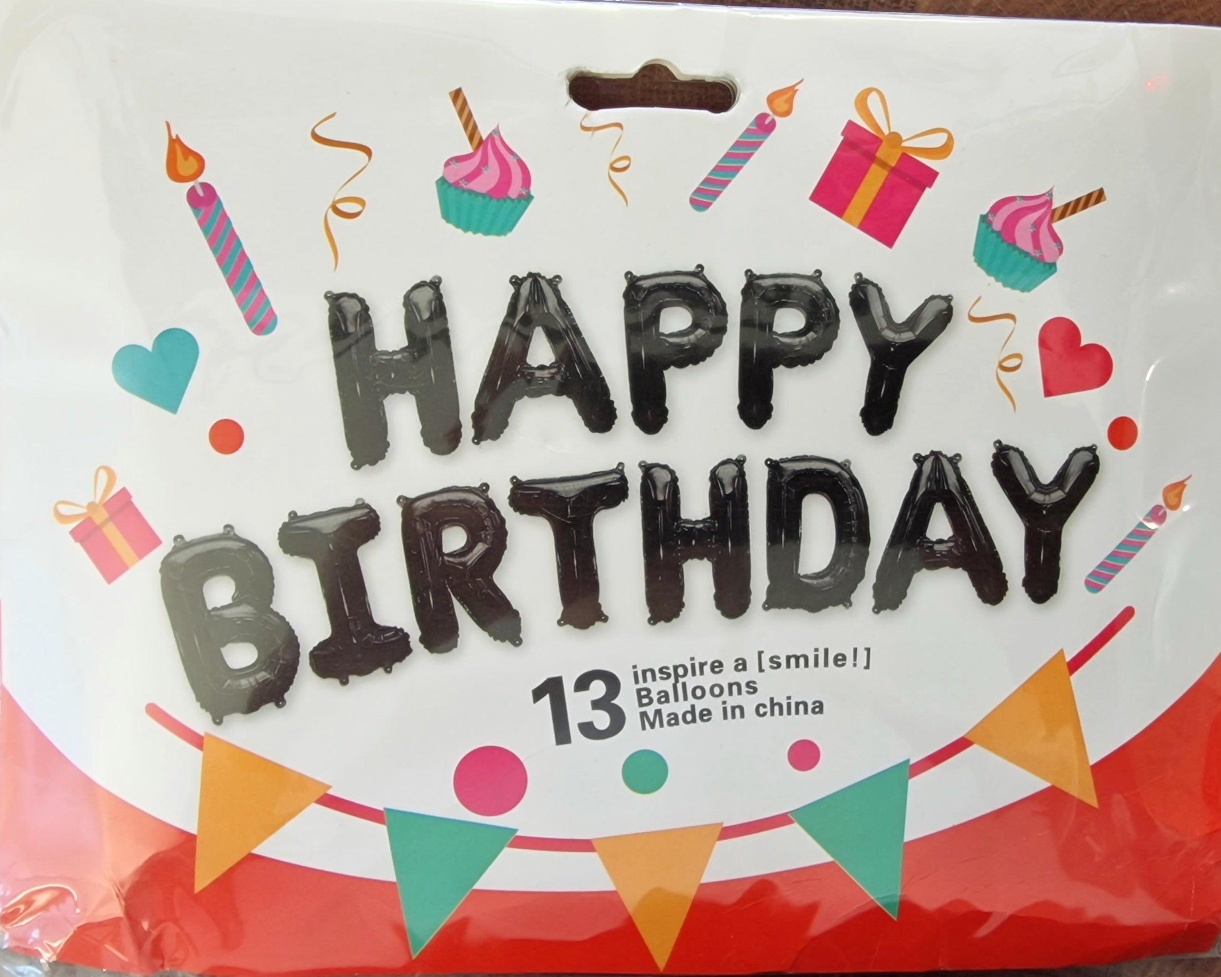 Folienballon Happy Birthday Schriftzug schwarz