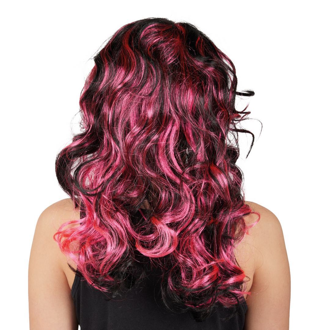 Hexenperücke – schwarz, pink