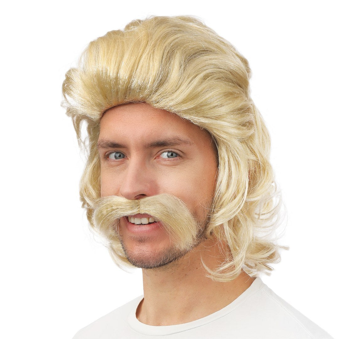 Perücke mit Schnurrbart – blond