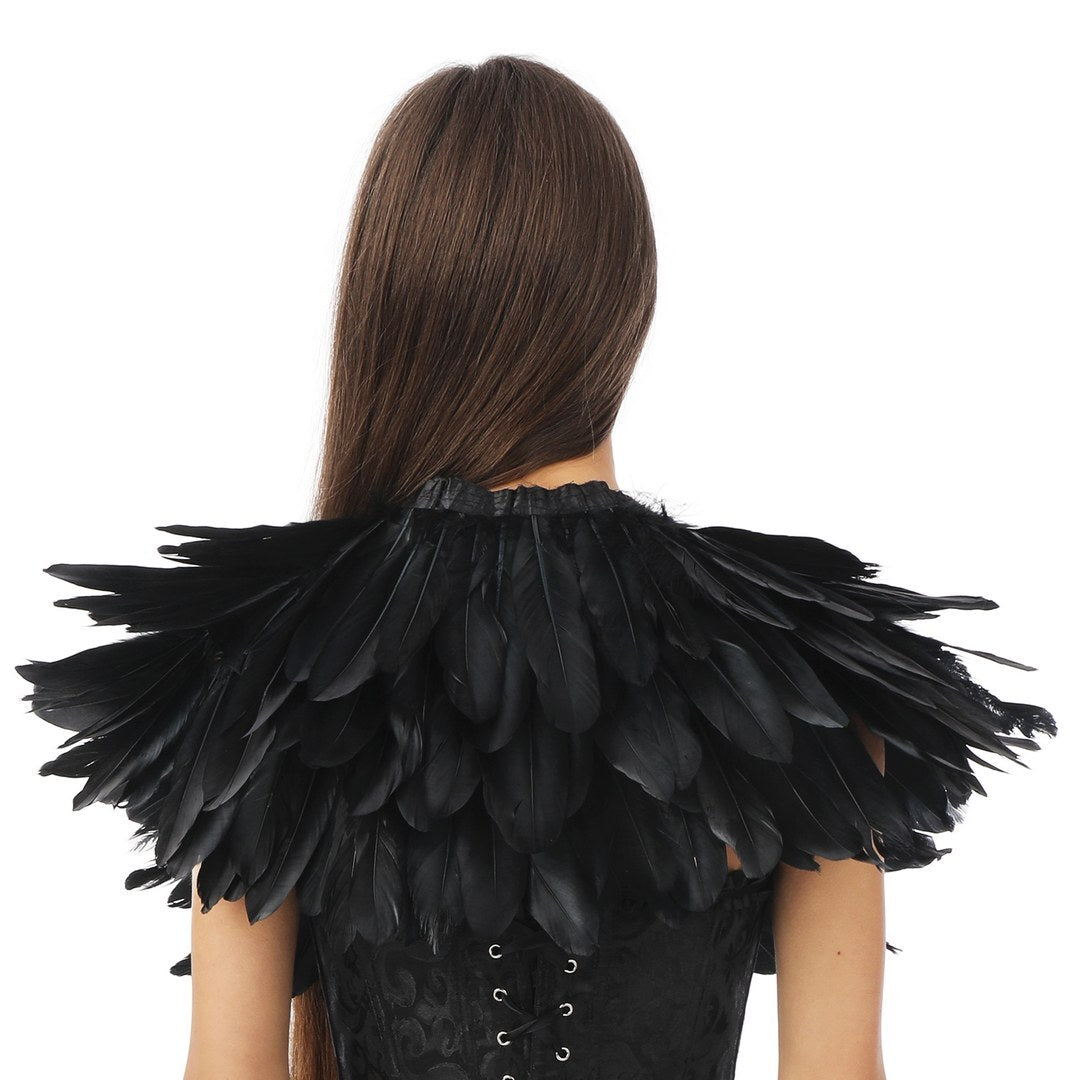 Gothic-Federschal/-Cape – Schwarz
