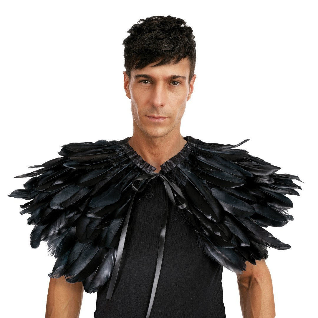 Gothic-Federschal/-Cape – Schwarz
