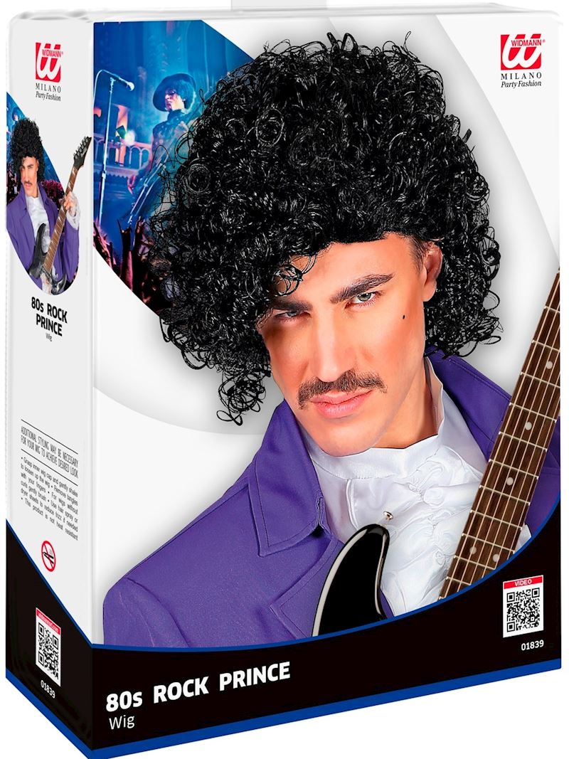 Perücke Rockstar Prince schwarz 80er Jahre