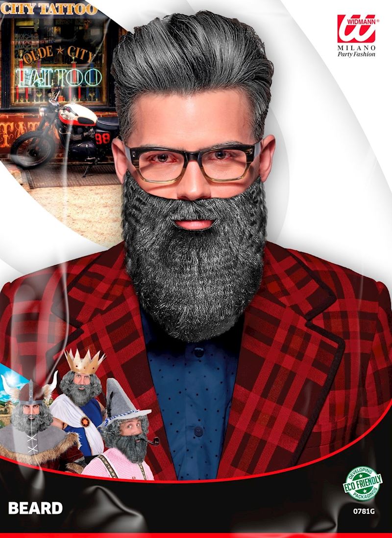 Bart / Schnauz mit Mundöffnung grau