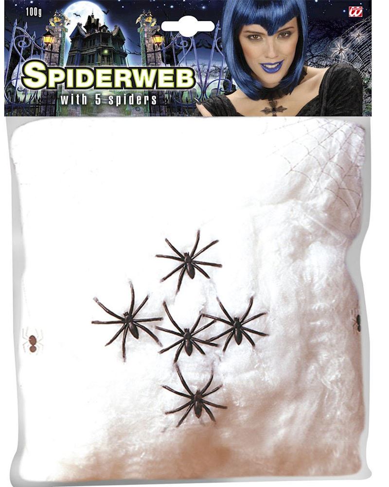 Spinnennetz weiss 100 g mit 5 Spinnen