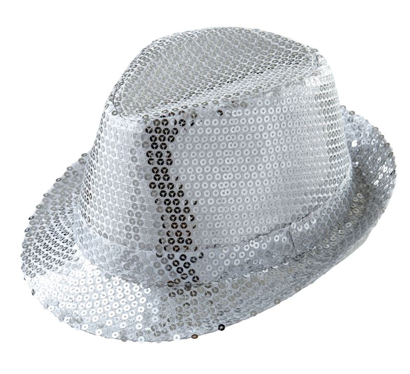 Pailletten Fedora Hut silber