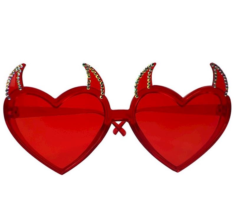 Sonnenbrille Herz-Form mit Teufelshörner
