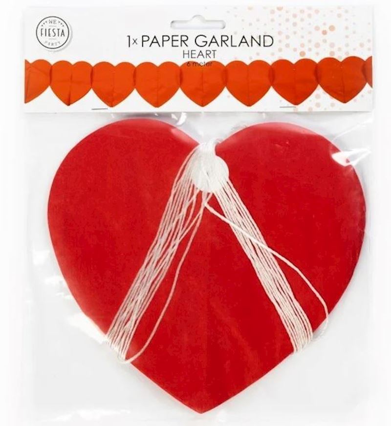 Girlande Herz rot 6 m aus Papier