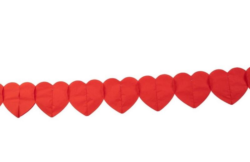Girlande Herz rot 6 m aus Papier