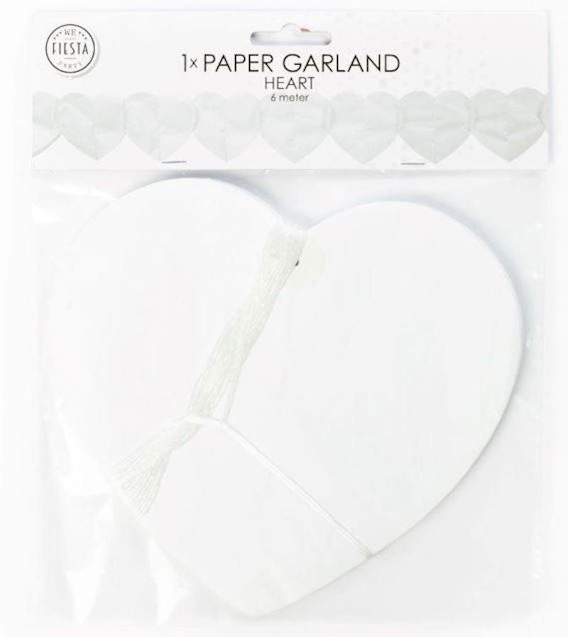 Papiergirlande Herzen weiss 6 m