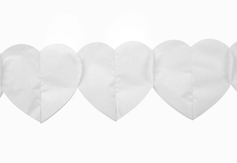 Papiergirlande Herzen weiss 6 m