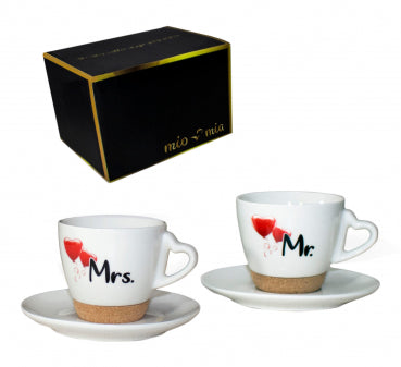 Mr & Mrs Espressotassen Kork mit Unterteller