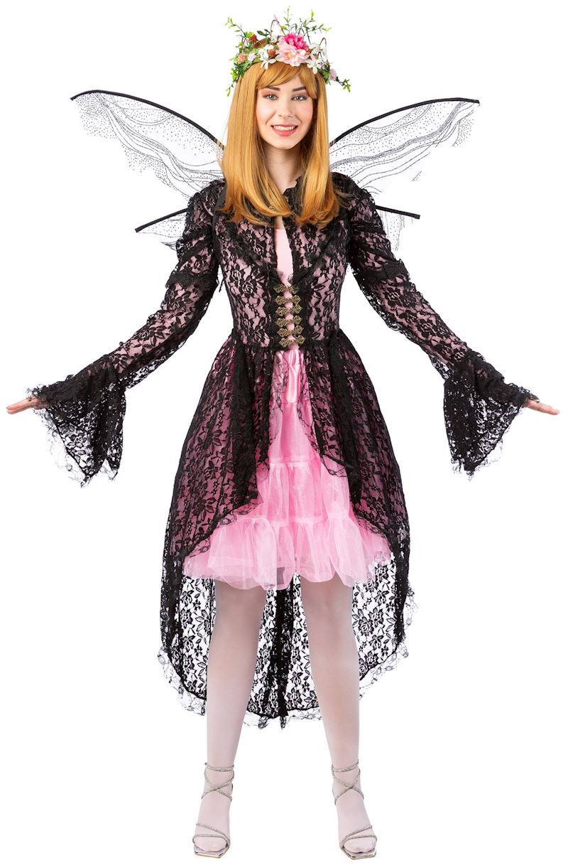 Spitzenfrack schwarz mit goldigem Verschluss