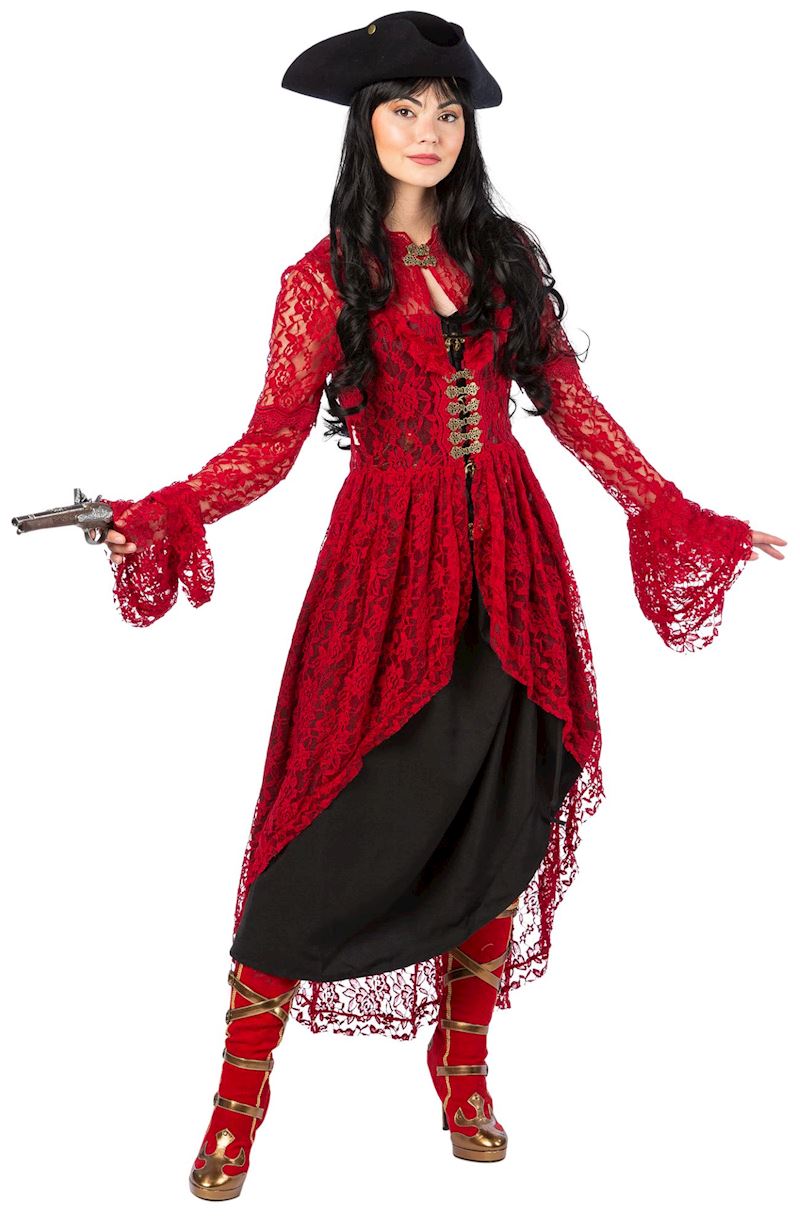 Spitzenfrack rot mit goldigem Verschluss