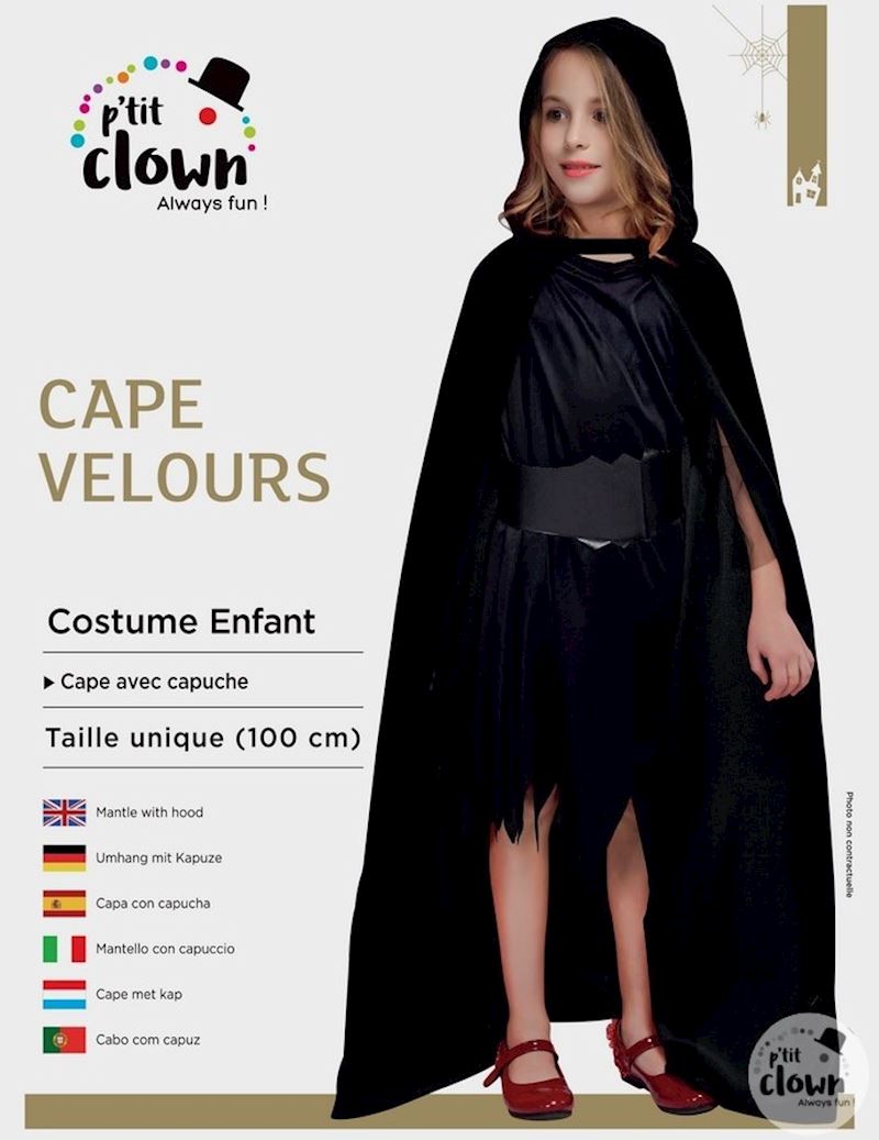 Umhang mit Kapuze aus Samt Kindergrösse