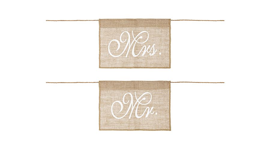 Stuhlbeschriftung Mr & Mrs Jute